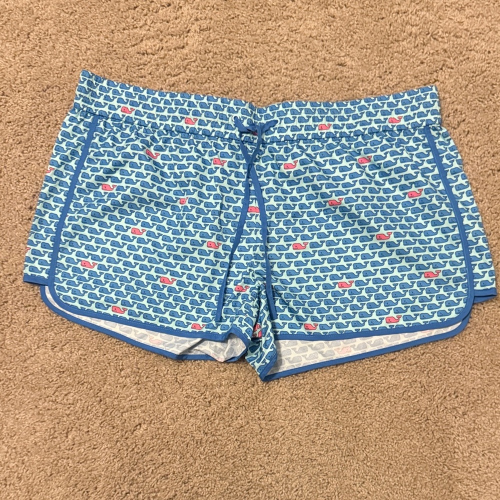 Vineyard Vines Blue and Pink Whale Pattern Athletic Shorts